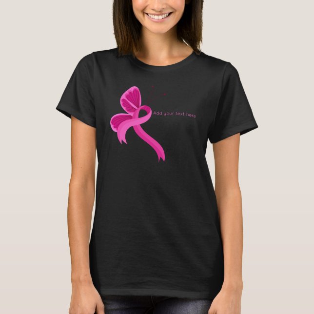 Shock rosa Awareness Ribbon Butterfly T-Shirt (Framsida)