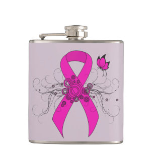 Shock rosa Awareness Ribbon med Butterfly Fickplunta