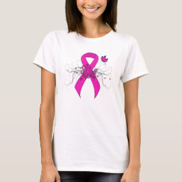 Shock rosa Awareness Ribbon med Butterfly T Shirt