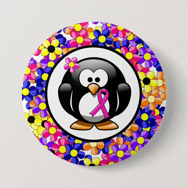 Shock rosa Awareness Ribbon Penguin Knapp (Framsida)