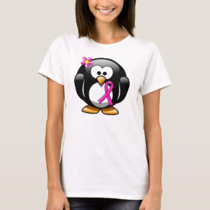 Shock rosa Awareness Ribbon Penguin Tee Shirt