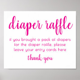 Shock rosa Baby Shower | Diaper Raffle Bord Sign Poster