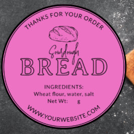 Shock rosa Bakery Sourdough Bread Tack Sticker Runt Klistermärke