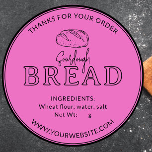 Shock rosa Bakery Sourdough Bread Tack Sticker Runt Klistermärke
