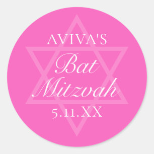 Shock rosa Bat mitzvah Party-stjärnan av David Runt Klistermärke