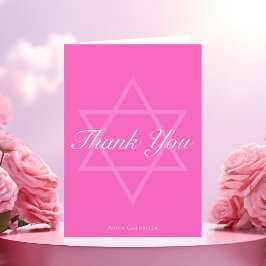 Shock rosa Bat mitzvah Star of David Personlig Tack Kort