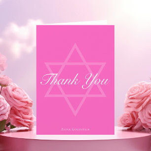 Shock rosa Bat mitzvah Star of David Personlig Tack Kort