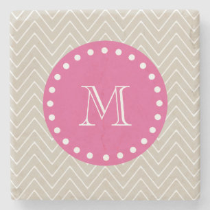 Shock rosa beige sparre   din Monogram Underlägg Sten