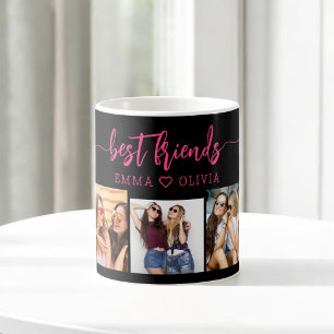Shock rosa Best Friends 3 Photo Collage Keepsak Kaffemugg