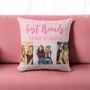 Shock rosa Best Friends 3 Photo Collage Keepsak Kudde