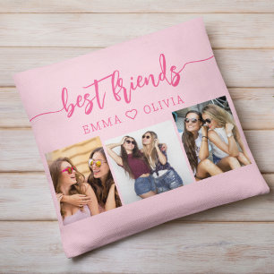 Shock rosa Best Friends 3 Photo Collage Keepsak Kudde