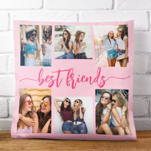 Shock rosa Best Friends 6 Photo Collage Keepsak Kudde