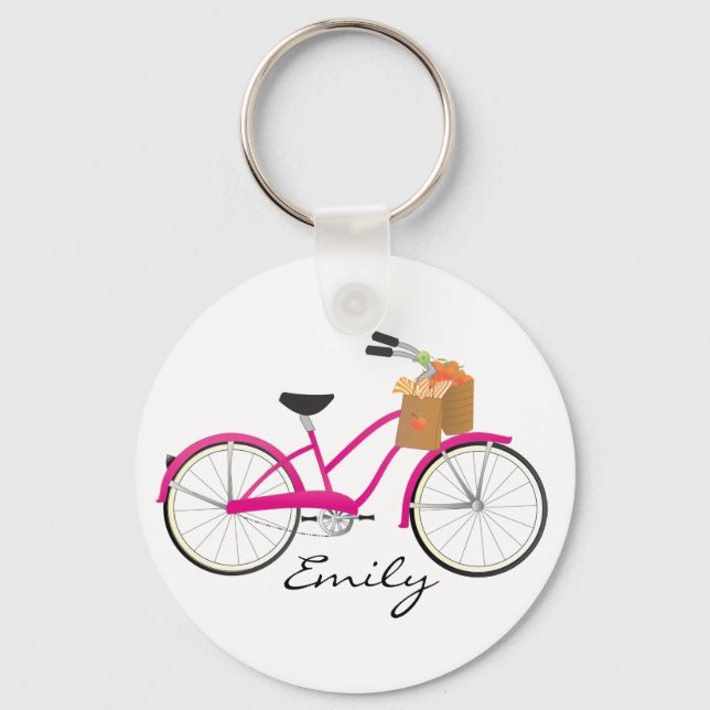 Shock rosa Bicycle med Orangar Nyckelring (Framsida)