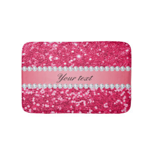 Shock rosa Big Faux Glitter med diamanter Badrumsmatta