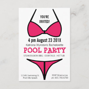 Shock rosa Bikini Dam Bachelorette Party Inbjudningar