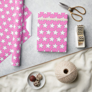 shock rosa Birthday med vita stjärnor Presentpapper