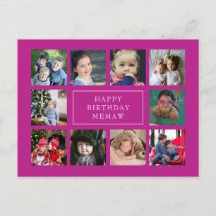 Shock rosa Birthday Photo Collage Birthday Vykort