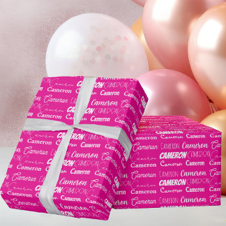 Shock rosa Birthday Trendig Personlig Namn Presentpapper