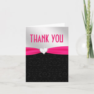 Shock rosa Black Blommigt Damask Diamond Tack Kort