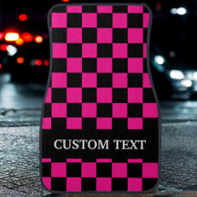 Shock rosa Black Checkated Flagga Namn Ca