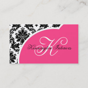 Shock rosa Black Damask-Affärskort Visitkort