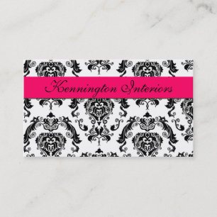 Shock rosa Black Damask Snöre Affärskorten Visitkort