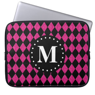 Shock rosa Black Diamond Mönster Monogram Laptop Fodral