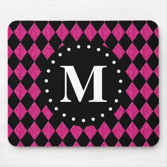 Shock rosa Black Diamond Mönster Monogram Musmatta (Framsidan)