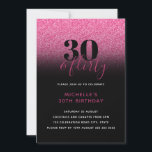 Shock rosa & Black Faux Glitter 30 och Flirty 30 Inbjudningar<br><div class="desc">Kan anpassas helt efter dina behov i kostym. © Gorjo Designs. Har gjort dig via Zazzle-plattformen. // Tittar för matchande artiklar? Annat papper från den uppsättning som finns tillgänglig i avsnittet "samlingar" i min butik. // Behöver du hjälp med att anpassa din design? Har andra idéer? Kontakta mig gärna (Zoe)...</div>