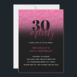 Shock rosa & Black Faux Glitter 30 och Flirty 30 Inbjudningar<br><div class="desc">Kan anpassas helt efter dina behov i kostym. © Gorjo Designs. Har gjort dig via Zazzle-plattformen. // Tittar för matchande artiklar? Annat papper från den uppsättning som finns tillgänglig i avsnittet "samlingar" i min butik. // Behöver du hjälp med att anpassa din design? Har andra idéer? Kontakta mig gärna (Zoe)...</div>