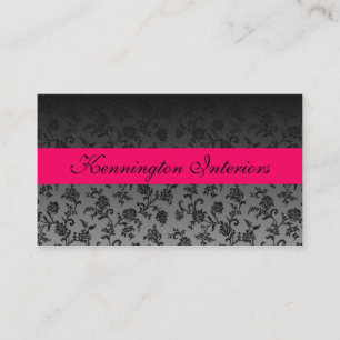 Shock rosa Black Flower Ro Damask-Affärskort Visitkort