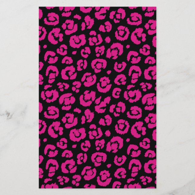 Shock rosa Black Leopard Print Brevpapper (Framsida)