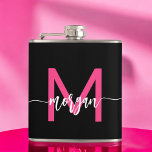 Shock rosa Black Monogram Girl's Bachelorette Part Fickplunta<br><div class="desc">Fira i stil med vår Shock rosa Monogram Girl's Bachelorette Party Flask! Den här kolven har en sjudande shock rosa och personlig med ditt monogram och ger en chic och anpassningsbar till dina reklamfestligheter. Det är perfekt att hålla dina favoritdrycker på resande fot. Kompakt och snyggt, den här trendigets kolv...</div>