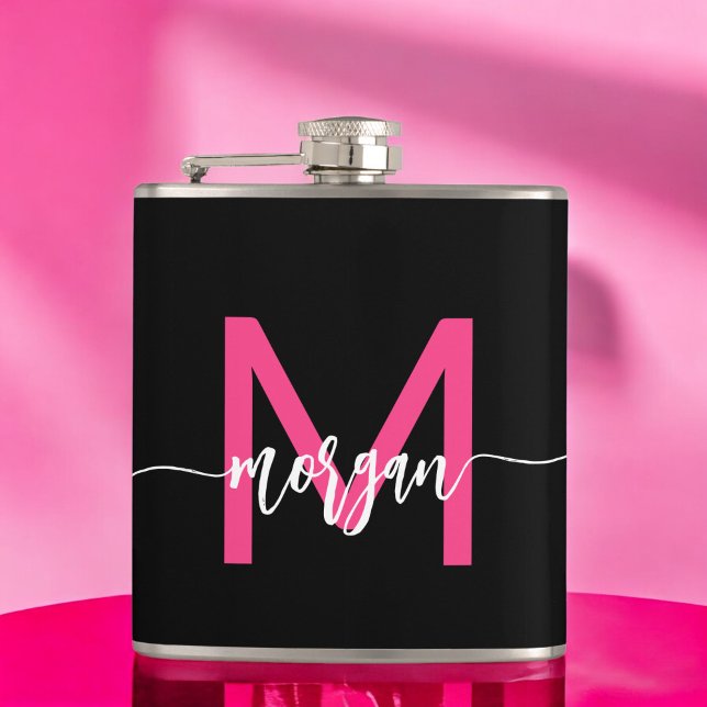 Shock rosa Black Monogram Girl's Bachelorette Part Fickplunta (Skapare uppladdad)