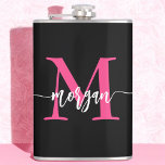 Shock rosa Black Monogram Girl's Bachelorette Part Fickplunta<br><div class="desc">Fira i stil med vår Shock rosa Monogram Girl's Bachelorette Party Flask! Den här kolven har en sjudande shock rosa och personlig med ditt monogram och ger en chic och anpassningsbar till dina reklamfestligheter. Det är perfekt att hålla dina favoritdrycker på resande fot. Kompakt och snyggt, den här trendigets kolv...</div>