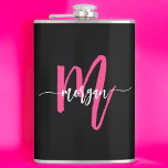 Shock rosa Black Monogram Girl's Bachelorette Part Fickplunta<br><div class="desc">Fira i stil med vår Shock rosa Monogram Girl's Bachelorette Party Flask! Den här kolven har en sjudande shock rosa och personlig med ditt monogram och ger en chic och anpassningsbar till dina reklamfestligheter. Det är perfekt att hålla dina favoritdrycker på resande fot. Kompakt och snyggt, den här trendigets kolv...</div>