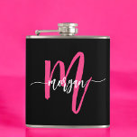 Shock rosa Black Monogram Girl's Bachelorette Part Fickplunta<br><div class="desc">Fira i stil med vår Shock rosa Monogram Girl's Bachelorette Party Flask! Den här kolven har en sjudande shock rosa och personlig med ditt monogram och ger en chic och anpassningsbar till dina reklamfestligheter. Det är perfekt att hålla dina favoritdrycker på resande fot. Kompakt och snyggt, den här trendigets kolv...</div>