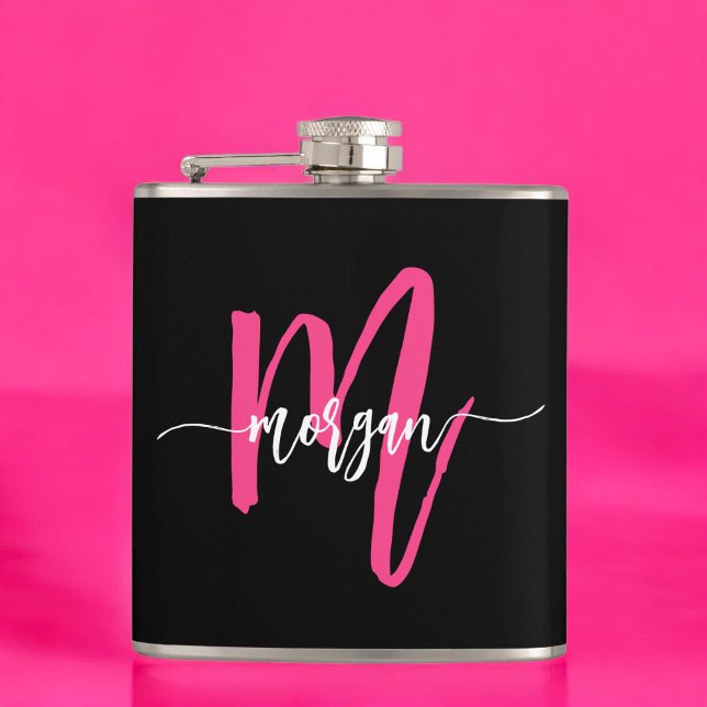 Shock rosa Black Monogram Girl's Bachelorette Part Fickplunta (Skapare uppladdad)