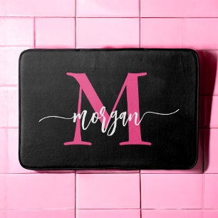 Shock rosa Black Monogram Girl's Dorm Room Badrumsmatta