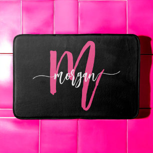 Shock rosa Black Monogram Girl's Dorm Room Badrumsmatta