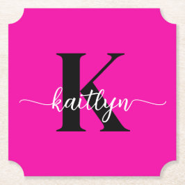 Shock rosa Black Monogram Underlägg Papper