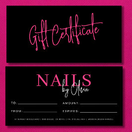 Shock rosa Black Nail Salon Logotyp Gift-certifika