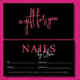Shock rosa Black Nail Salon Logotyp Gift-certifika