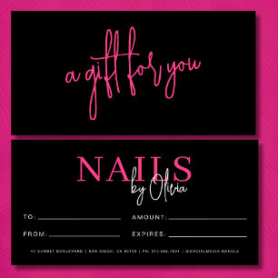 Shock rosa Black Nail Salon Logotyp Gift-certifika