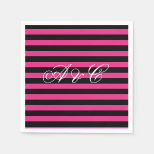 Shock rosa & Black Rand Party Napkins Pappersservett