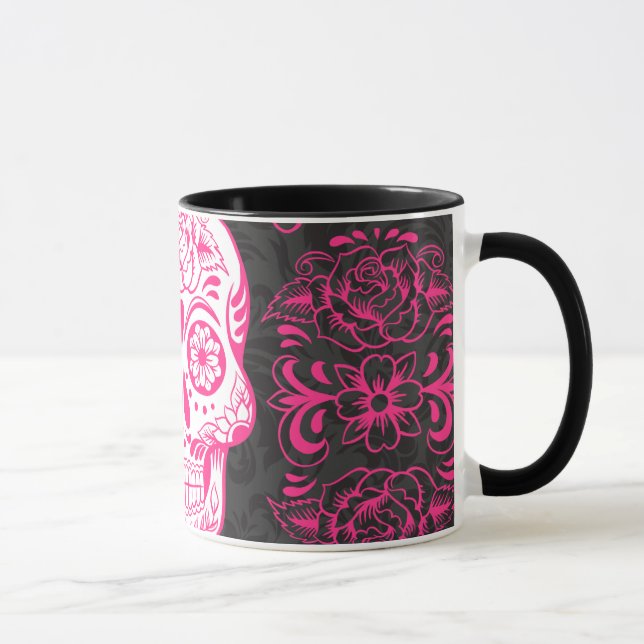 shock rosa Black Sugar Skull Ro Gothic Grunge Mugg (Höger)