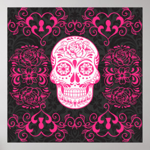 Shock rosa Black Sugar Skull Ro Gothic Grunge Poster
