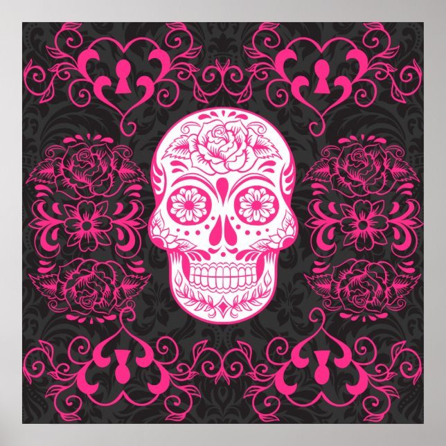 Shock rosa Black Sugar Skull Ro Gothic Grunge Poster (Framsidan)