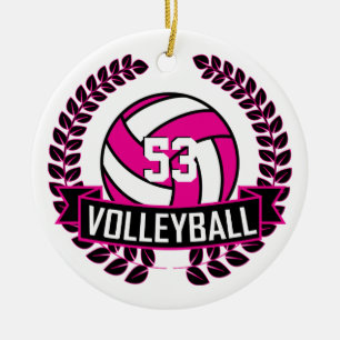 shock rosa & Black 🏐 Volleyball Logotyp Utandni Julgransprydnad Keramik