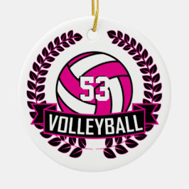 Shock rosa & Black 🏐 Volleyball Logotyp Utandning Julgransprydnad Keramik